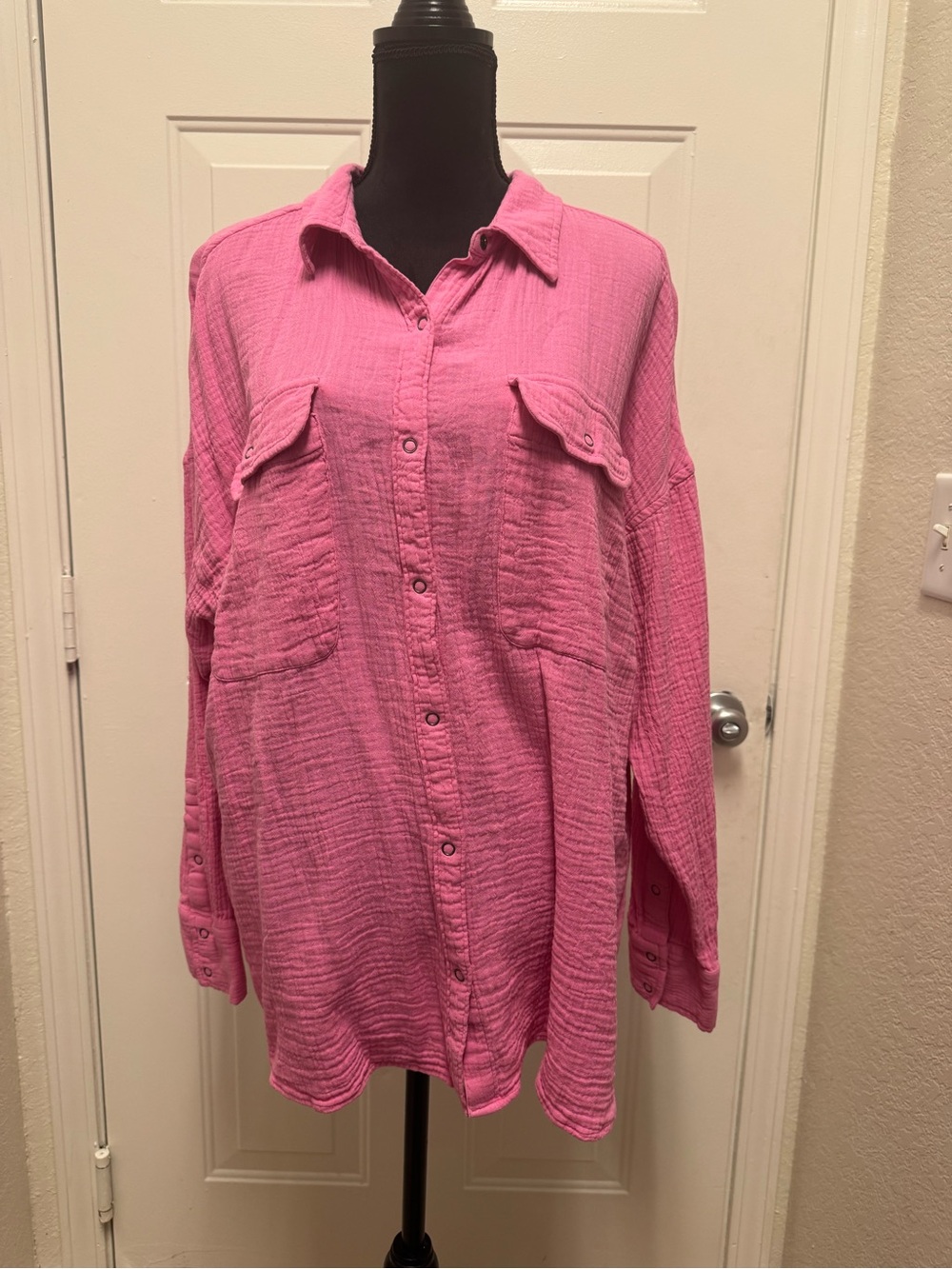 SO Pink Gauze Button-Up Shirt 0048